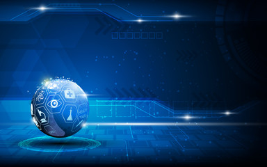 Wall Mural - vector abstract blue sphere medical and health care innovation concept background