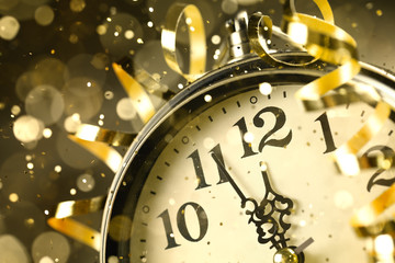 Wall Mural - new year clock before midnight