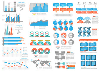big set collection of infographic set elements for business.vec