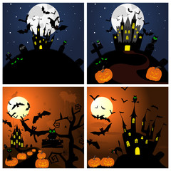 Canvas Print - Set of Halloween Greeting Cards