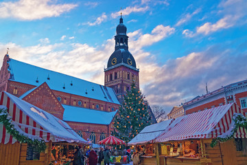 Poster - Christmas market in Riga filled with a unique atmosphere and sur