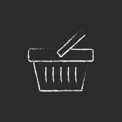 Sticker - Shopping basket icon drawn in chalk.