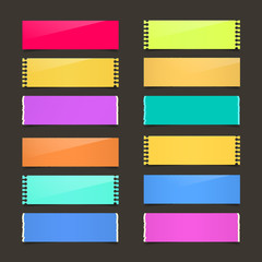 Poster - Torn Paper Set - Vector Colorful Papers on Dark Background