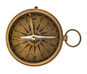 old compass on white background