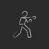 Fototapeta  - Boxing man icon drawn in chalk.