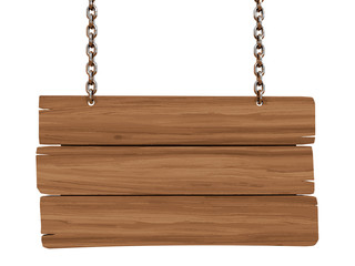 Wall Mural - Wooden Blackboard hanging on chains  