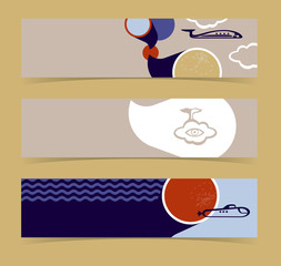 Wall Mural - set of horizontal banners, headers. editable design template