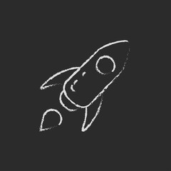 Sticker - Rocket icon drawn in chalk.