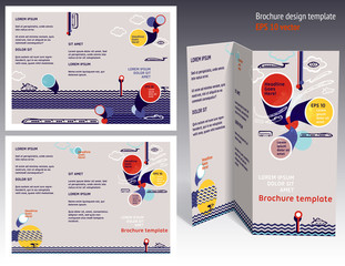 Wall Mural - brochure, booklet z-fold 2-sides layout. editable design templat