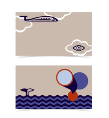 Wall Mural - business card layout. editable design template