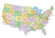 United States of America - Highly detailed editable political map with labeling.