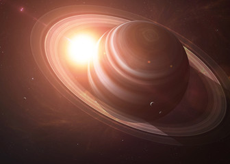 Wall Mural - the saturn with moons from space showing all they beauty