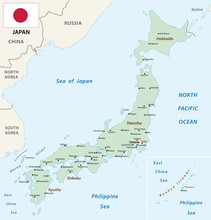 Japan Map With Flag