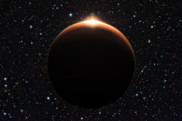 Wall Mural - planet mars with sunrise in space
