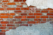 Red brick wall half free of concrete, frame for design.