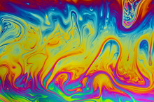 Psychedelic Abstract Background Made From Soap Bubble Reflecting Light