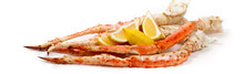 Crab Legs On White Background. Selective Focus.