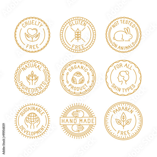 Fotografía Vector set of badges and labels for natural and organic cosmetic