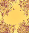 © kulik_oks - Frame or background  with doodle flowers  in yellow
