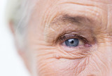 close up of senior woman face and eye