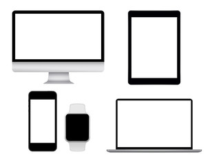 Computers, smart watch and mobile phone