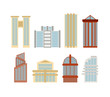 © maryvalery - Colored skyscrapers, office buildings of modern city. Vector set