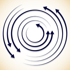 Poster - Concentric circulating, rotating arrows, circle arrows. Vector.