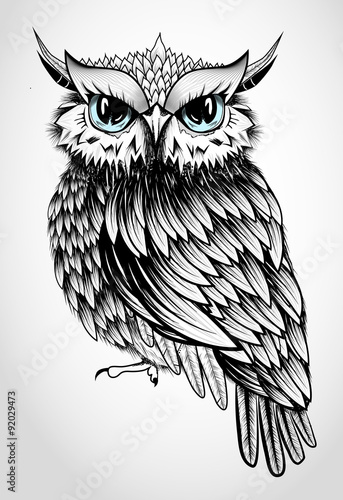 Naklejka - mata magnetyczna na lodówkę Owl Lady - beautiful vector illustration