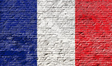 France - National Flag On Brick Wall