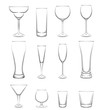 Various Cocktail Glasses Set.
Vector Illustration
