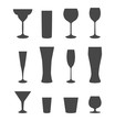 Silhouette of Cocktail Glasses Set.
Vector Illustration