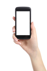 woman hand presenting a smart phone screen application