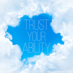 Quote on the sky inside clouds background