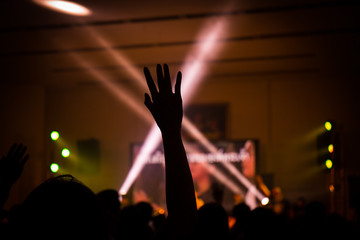 Wall Mural - christian music concert with raised hand