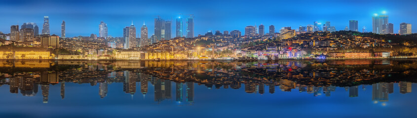 Panorama os Istanbul and Bosporus at night