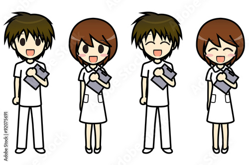 シンプルキャラクター 会話 表情イラスト集 看護師 男女 直立ポーズ Stock Illustration Adobe Stock