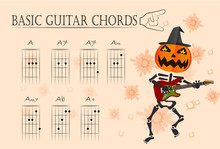 Basic Guitar Chords ,Vector Illustration