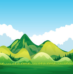 Canvas Print - Nature with green mountain and blue sky