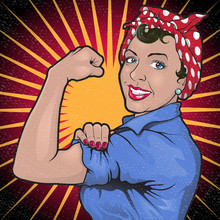 Retro Stong Powerful Woman Revolution Sign.
