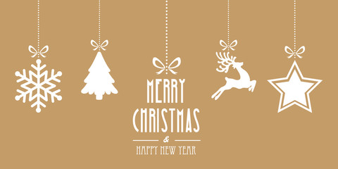 christmas elements hanging gold background