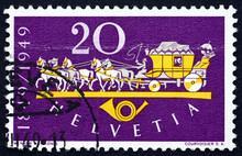 Postage Stamp Switzerland 1949 Horse Drawn Mail Coach