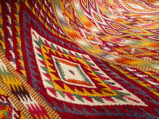 Canvas Print - Close up of handmade traditional wool rug