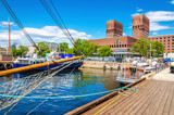 Fototapeta Morze - Oslo City Hall from Harbour, Norway