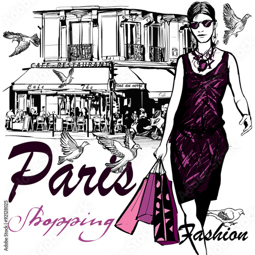 Nowoczesny obraz na płótnie Woman shopping in Paris