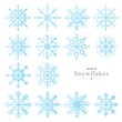 set of fourteen snowflakes