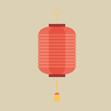 Vector Flat Design Chinese New Year Red Paper Lantern