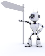 Poster - Robot with road sign