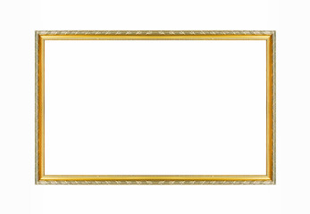 Gold frame,wooden frame for painting or picture on white background with clipping path, isolated