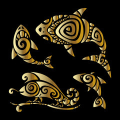 Sticker - Lizards. Polynesian tattoo style. 