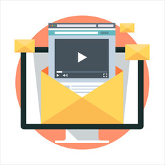 Video marketing theme, flat style, colorful, vector icon for inf